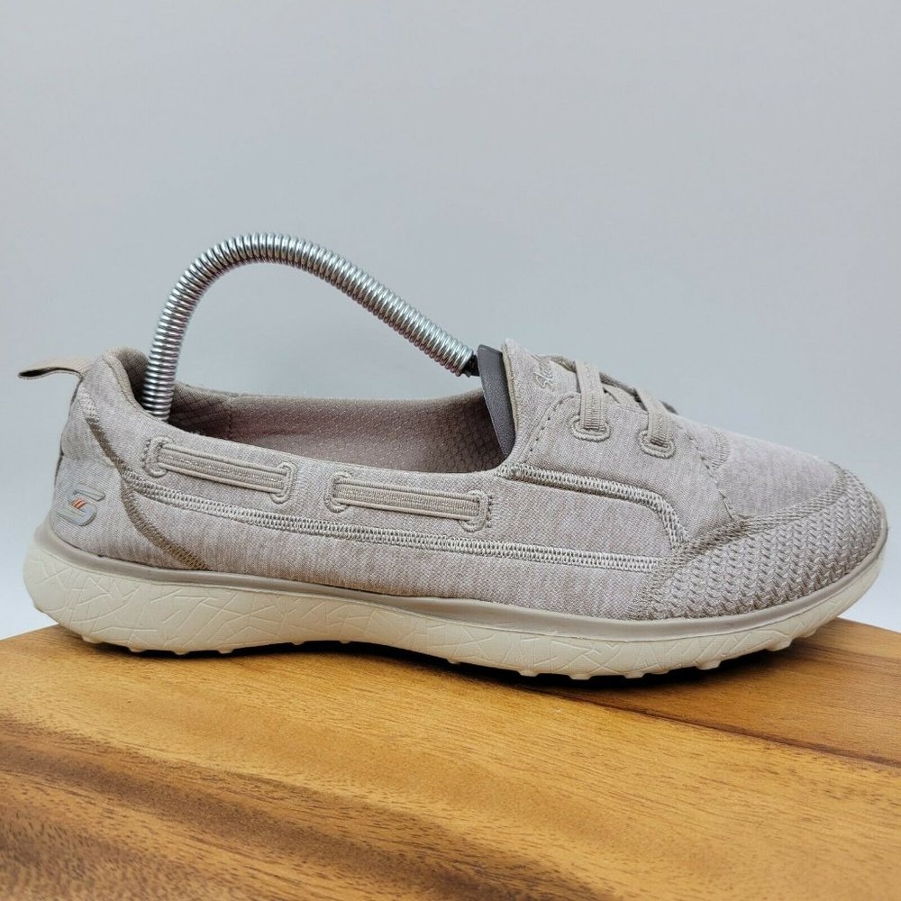 Skechers Microburst Taupe Slip On Comfort Flat Loafer Shoe Women's 8.5 23317